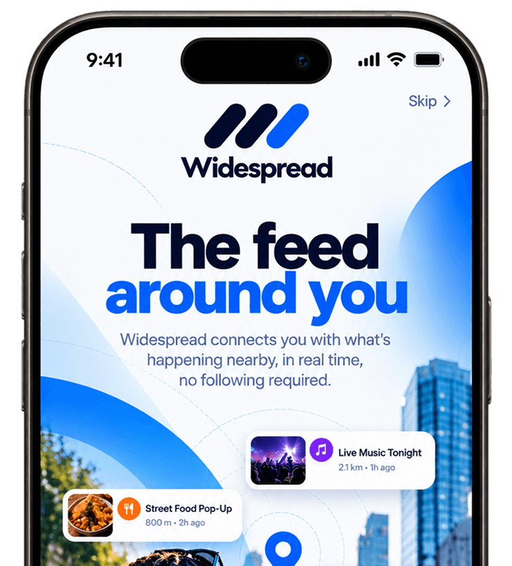 Widespread onboarding screen